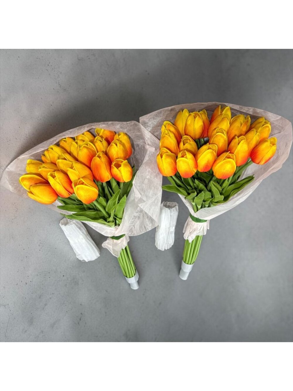 Artificial Tulip Light-Up Bouquet - 2 Bundles Of 20 Stems Orange & Yellow Realis